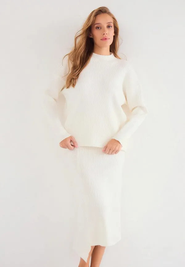 Brvehy Knitted wool skirt suit