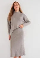 Brvehy Knitted wool skirt suit