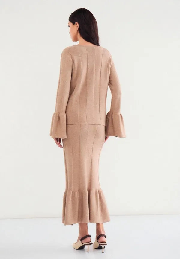 Brvehy Knitted wool skirt suit