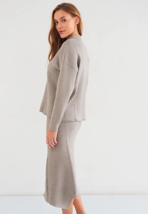 Brvehy Knitted wool skirt suit