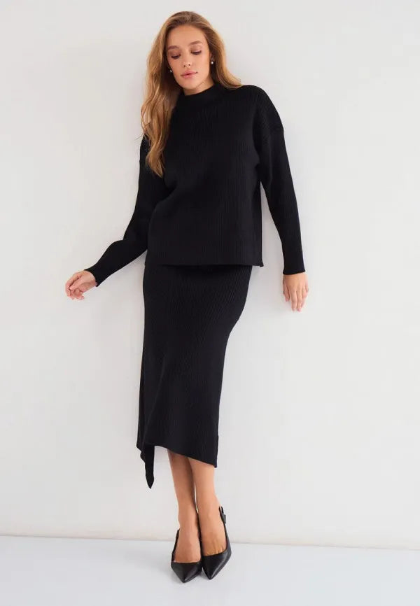 Brvehy Knitted wool skirt suit