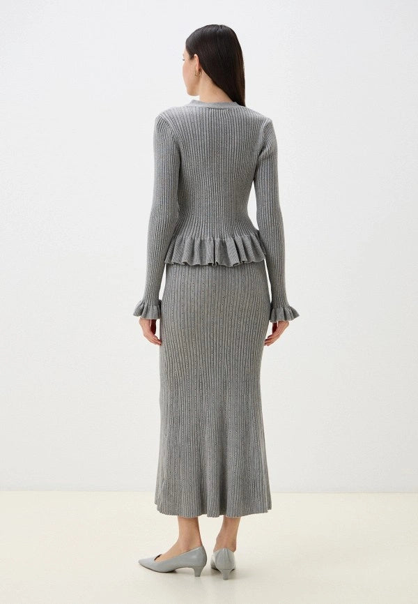Brvehy Knitted wool skirt suit