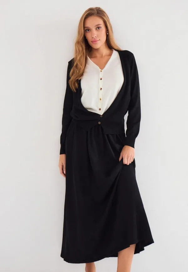 Brvehy Knitted wool skirt suit