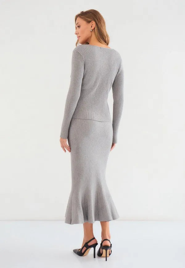 Brvehy Knitted wool skirt suit
