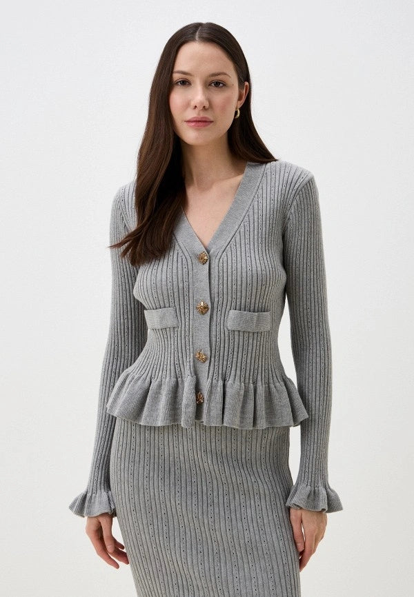 Brvehy Knitted wool skirt suit
