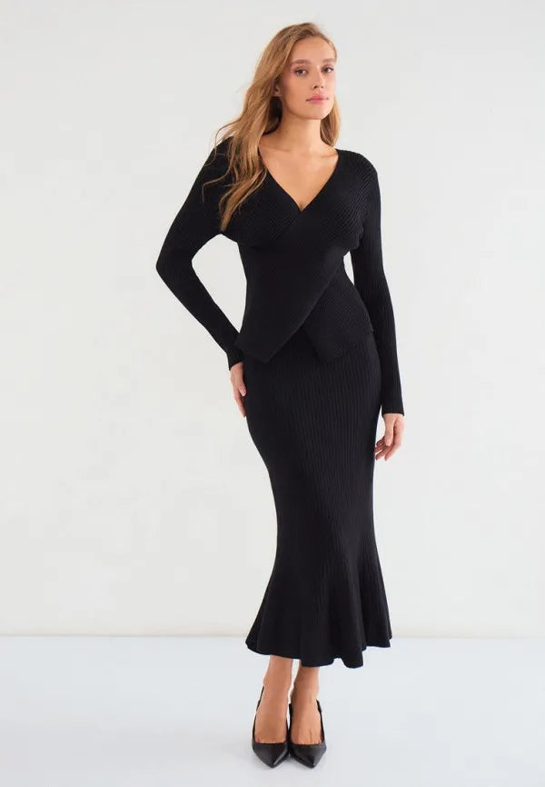 Brvehy Knitted wool skirt suit