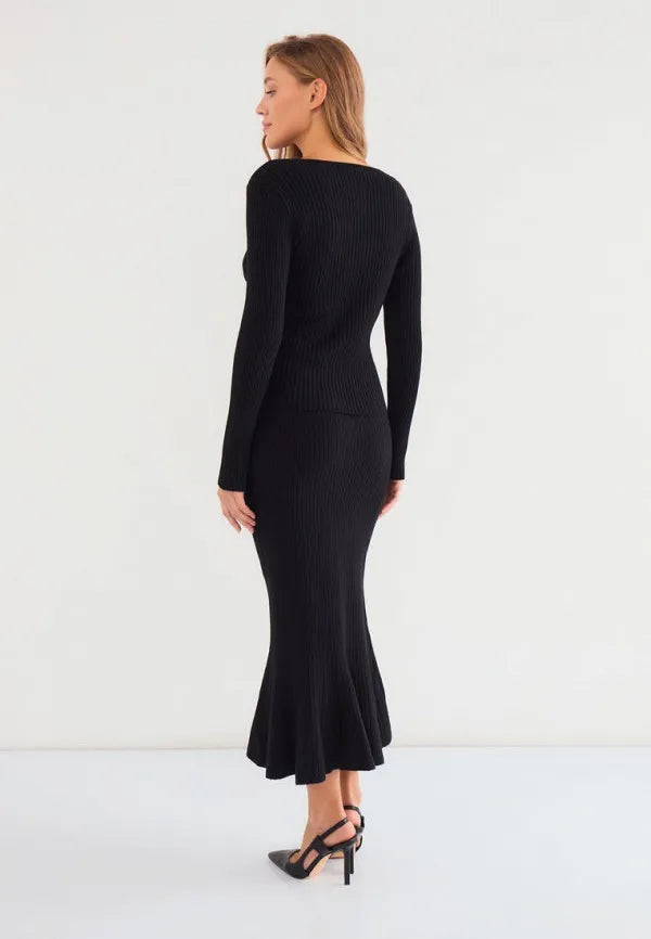 Brvehy Knitted wool skirt suit