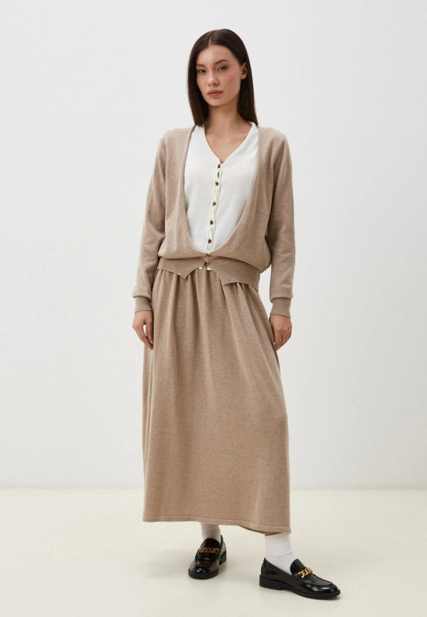 Brvehy Knitted wool skirt suit