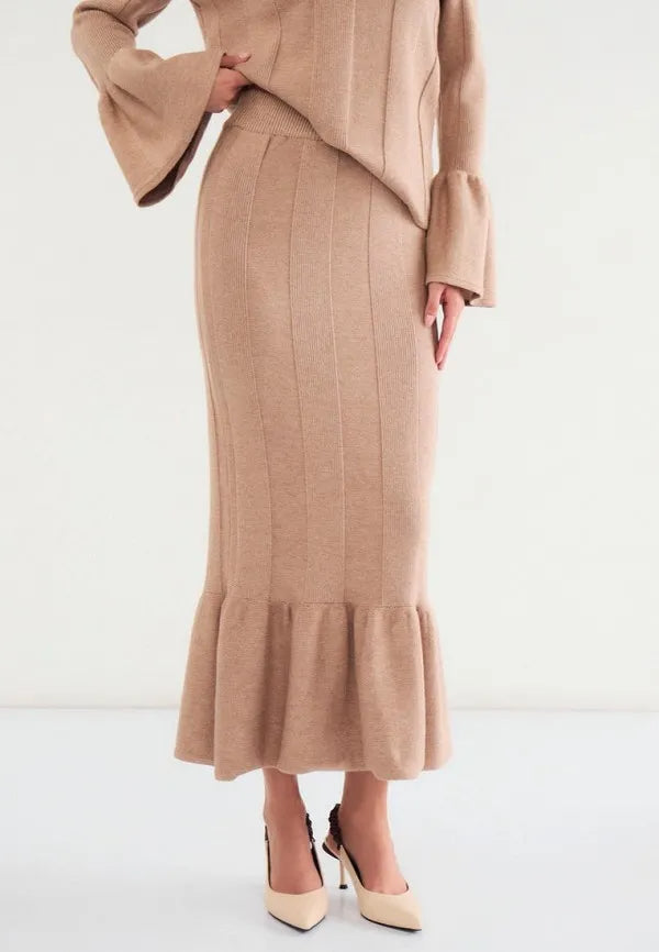 Brvehy Knitted wool skirt suit