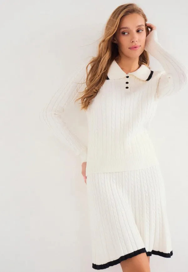 Brvehy Knitted wool skirt suit