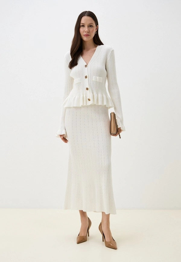 Brvehy Knitted wool skirt suit
