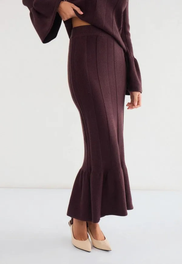Brvehy Knitted wool skirt suit