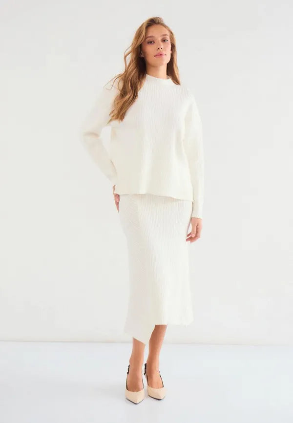 Brvehy Knitted wool skirt suit