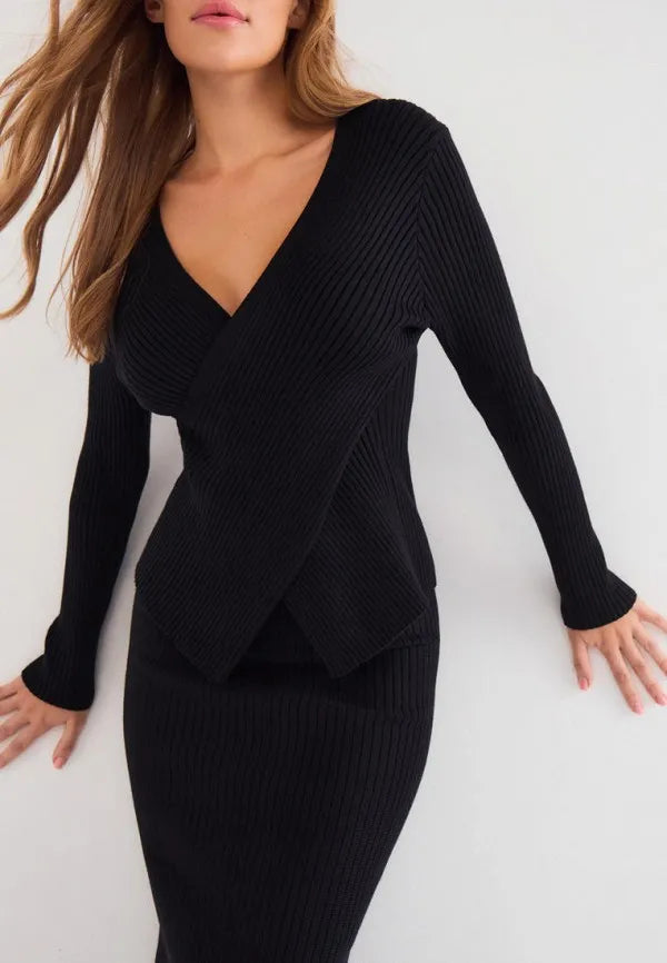 Brvehy Knitted wool skirt suit
