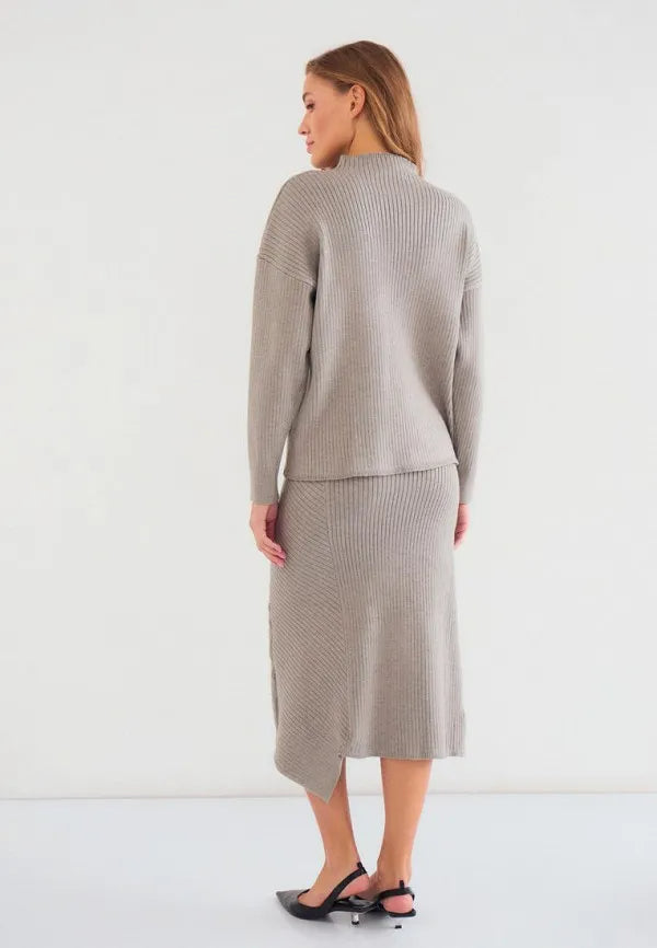Brvehy Knitted wool skirt suit