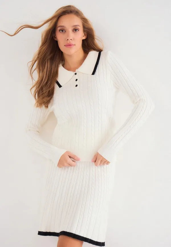 Brvehy Knitted wool skirt suit
