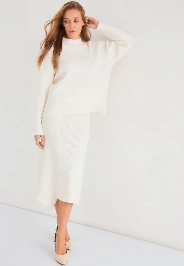 Brvehy Knitted wool skirt suit