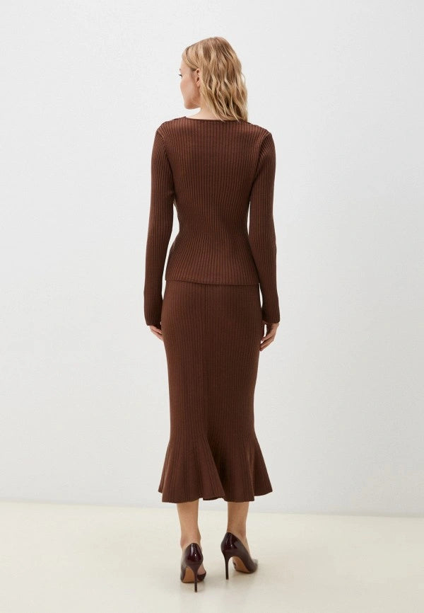 Brvehy Knitted wool skirt suit