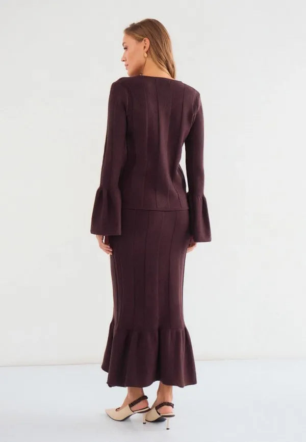Brvehy Knitted wool skirt suit