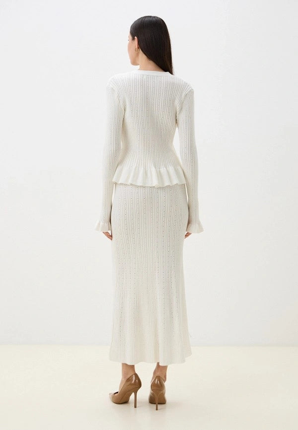 Brvehy Knitted wool skirt suit