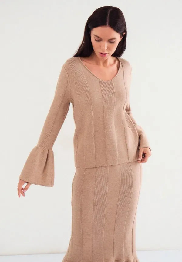Brvehy Knitted wool skirt suit