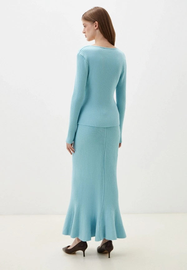 Brvehy Knitted wool skirt suit
